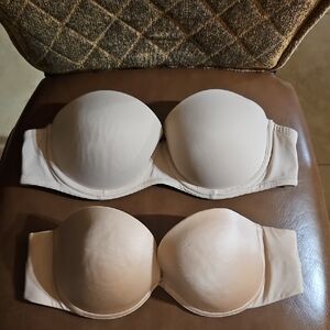 Lot Of 2 PINK Victoria's Secret Wear Everywhere Very Sexy Strapless Bras Padded
